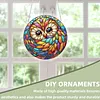 (18.5cm)DIY Acrylic Jigsaw Puzzle Window Hanging with Hanging Chain DIY Stained Glass Decoration Round Window Puzzle Decor for DIY Craft Project(Night Owl)