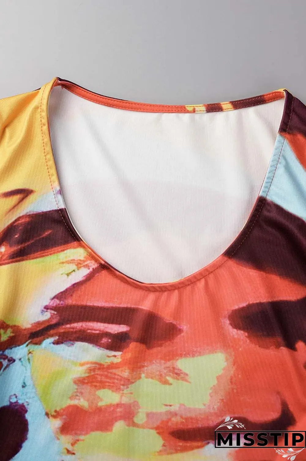 Colour Sexy Print Basic O Neck Short Sleeve Two Pieces