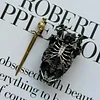 Original S925 Sterling Silver Bone Sword Angel Skull Pendant