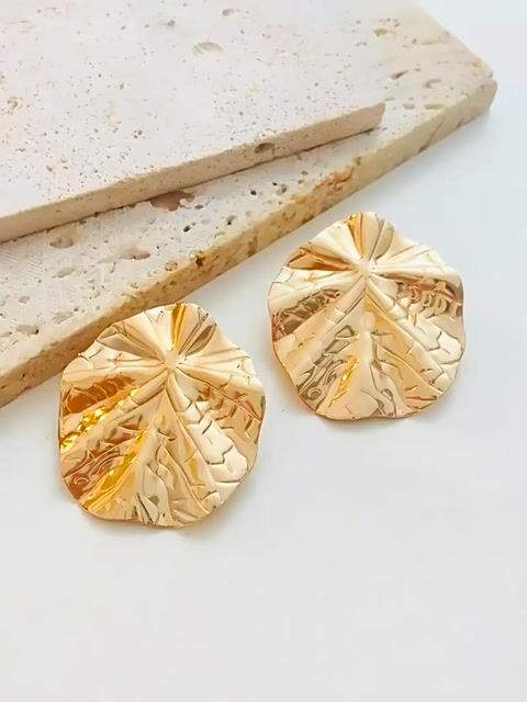 Lotus Leaf Gold-Plated Earrings