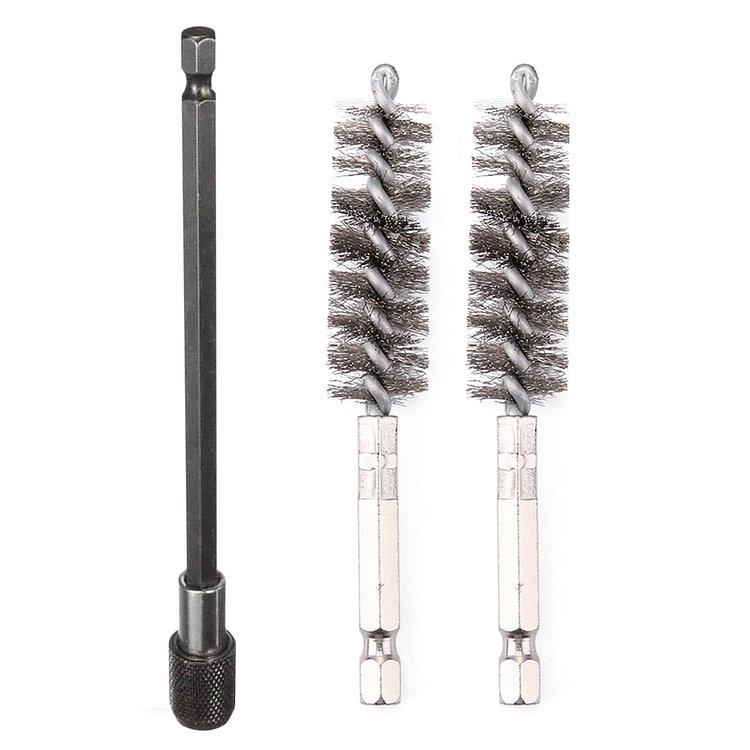 2pcs Pipe Dredging Hex Shank Brush Kit with Drill Bit Extension Rod Tool