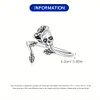 925 Sterling Silver Horror Skull Rose Design Wrap Ring