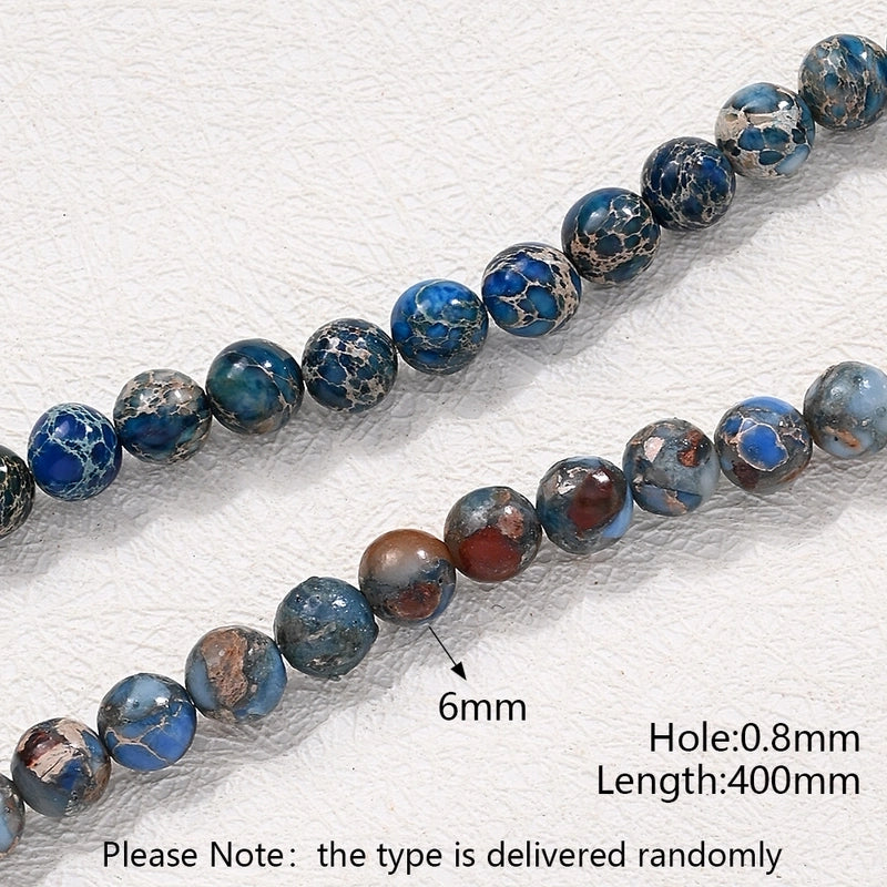 1 Strand/Package 6mm Hole Under 1mm Natural Stone Imperial Jasper Marble Simple Polished Beads
