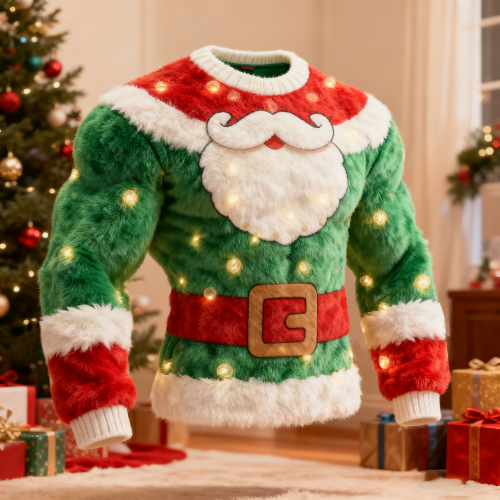 Men's Funny Christmas Santa Claus Pattern Flannel Sweatshirt elevenforest