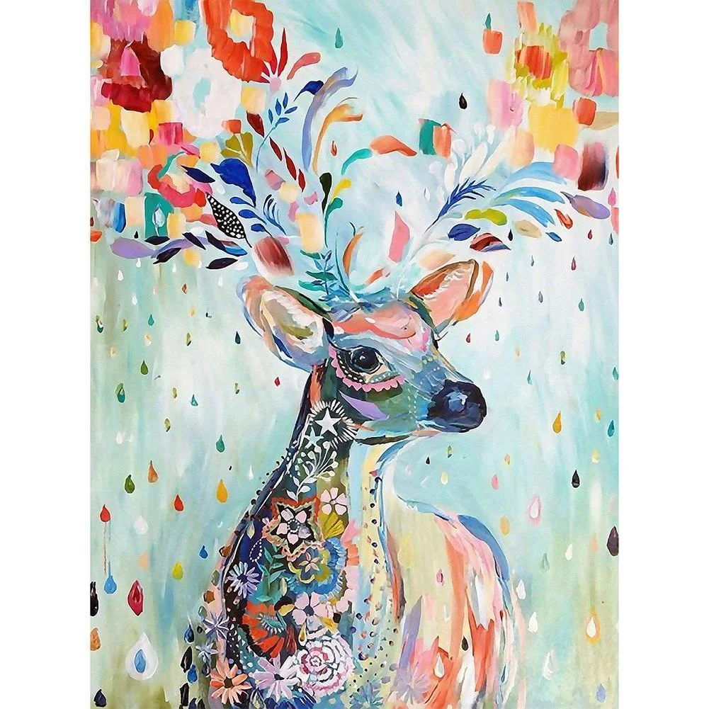 Diamond Painting - Full Round Drill - Colorful Deer(40*30cm)