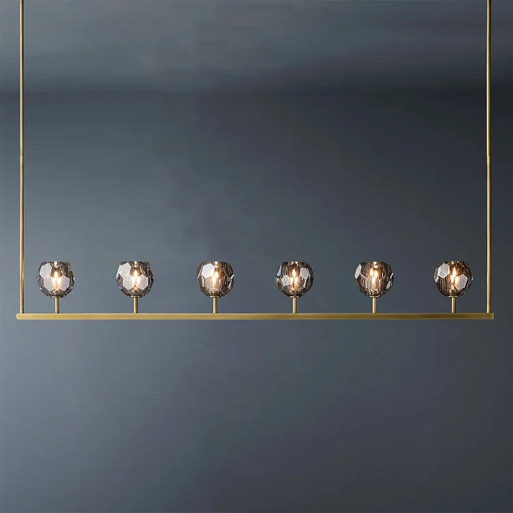6 Lights Linear Chandelier, Mega Smoke Crystal Chandelier 60" Vjlight