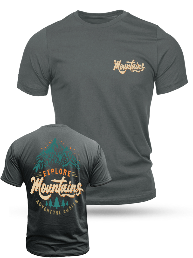 Men's Explore Mountains Print Casual Short Sleeve T-shirt