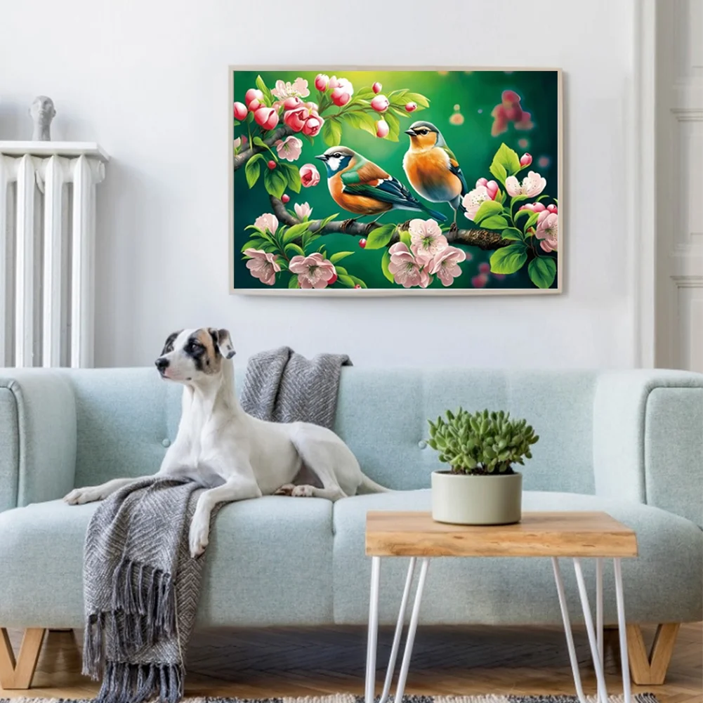 9CT Full Stamped Cross Stitch Bead Embroidery- Birds(Canvas|59*41CM)