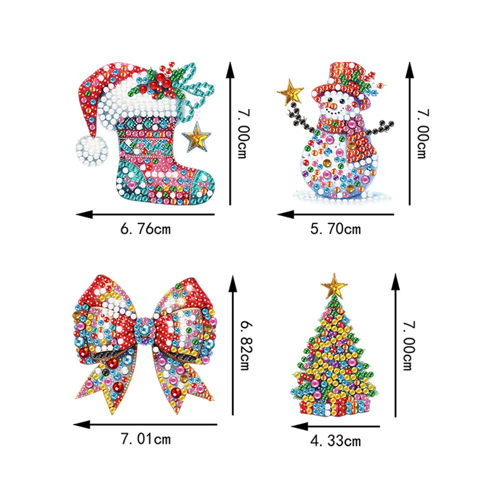 4Pcs Acrylic Special Shaped Christmas DIY Diamond Art Brooch Kit for Women Girls