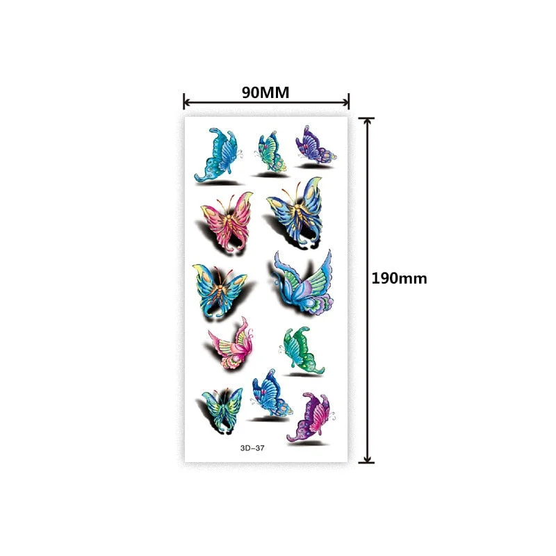 Waterproof 3D tattoo sticker Three-dimensional color printing tattoo sticker Butterfly flower animal color tattoo sticker