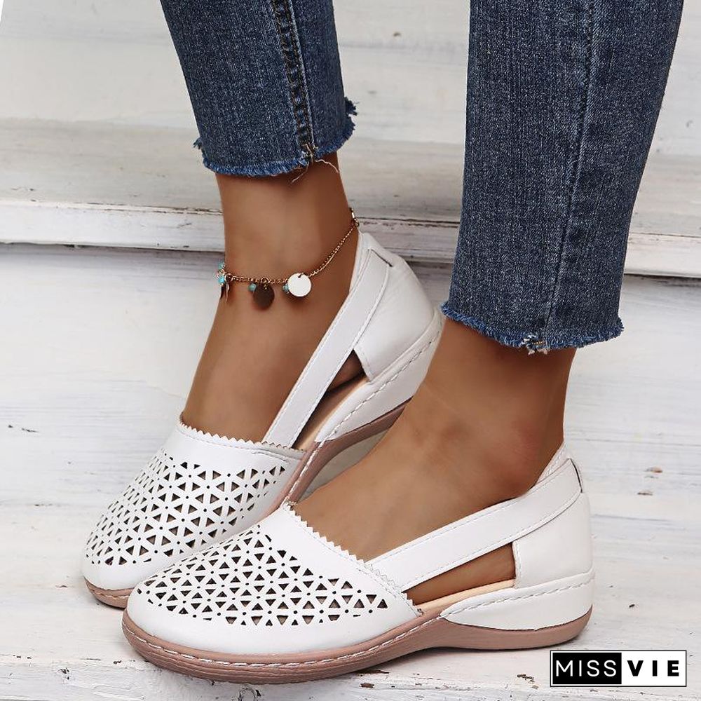 Hollow Pure Color Women Sandals