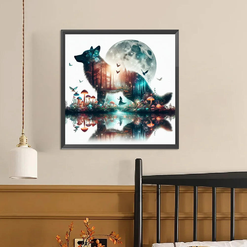 Diamond Painting - Full Square Drill - Wolf Silhouettes(Canvas|45*45cm)