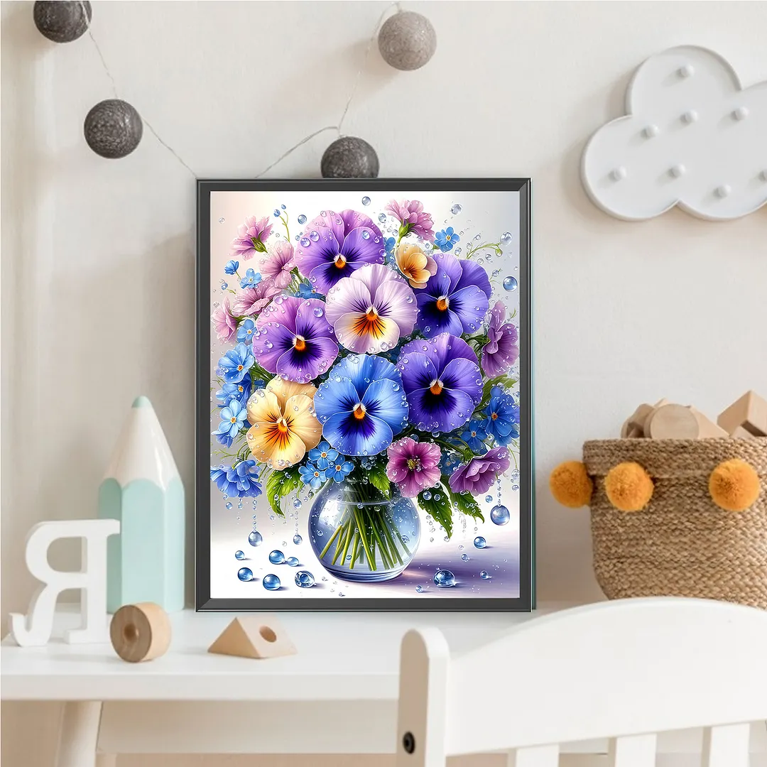 Vase Bouquet Full DIY 5D Round Drill Diamond Art Kits 11.81x15.75Inch Diamond Dots Paintings Picture Arts Craft Diamond Crystal Rhinestones Painting Kits for Adults Beginner Home Wall Decoration Gift