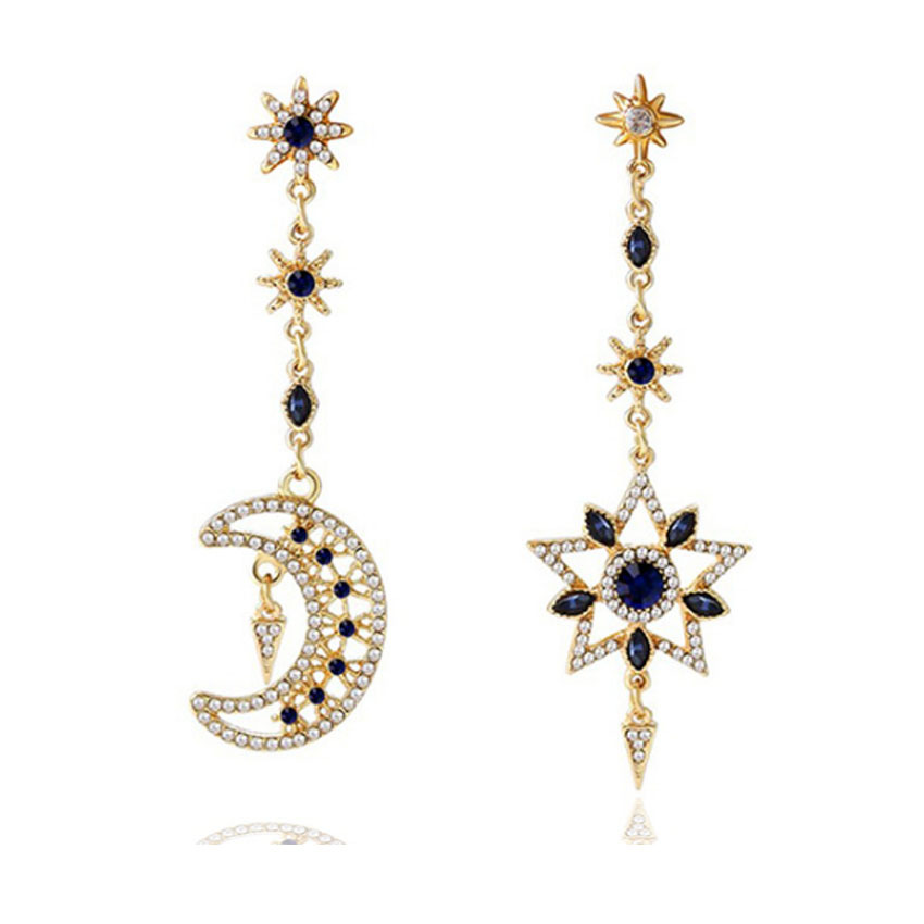 Personality Asymmetric Star Moon Drop Earrings | Oxredo Shop Ramadan Sale