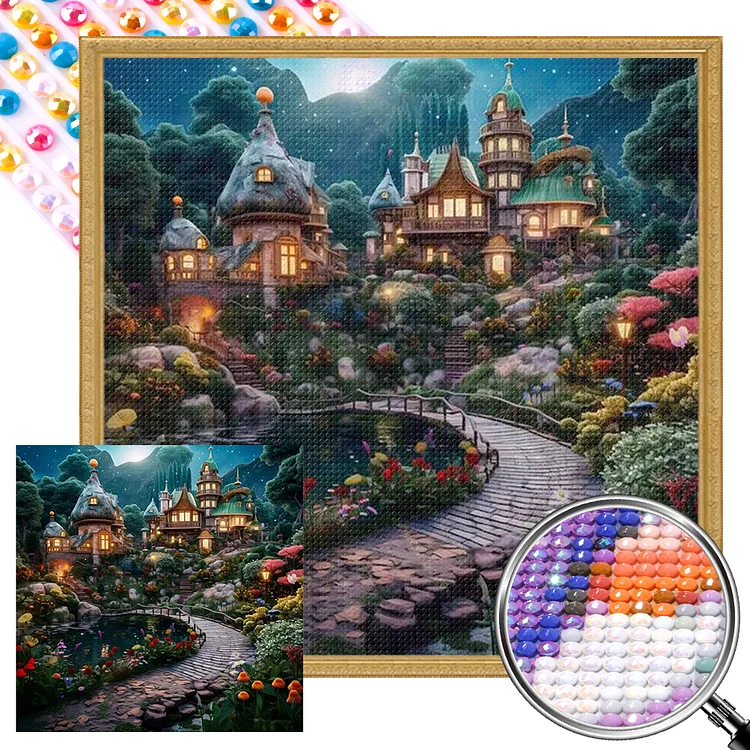 Town At Night 40*40CM (Canvas) Full AB Round Drill Diamond Painting gbfke