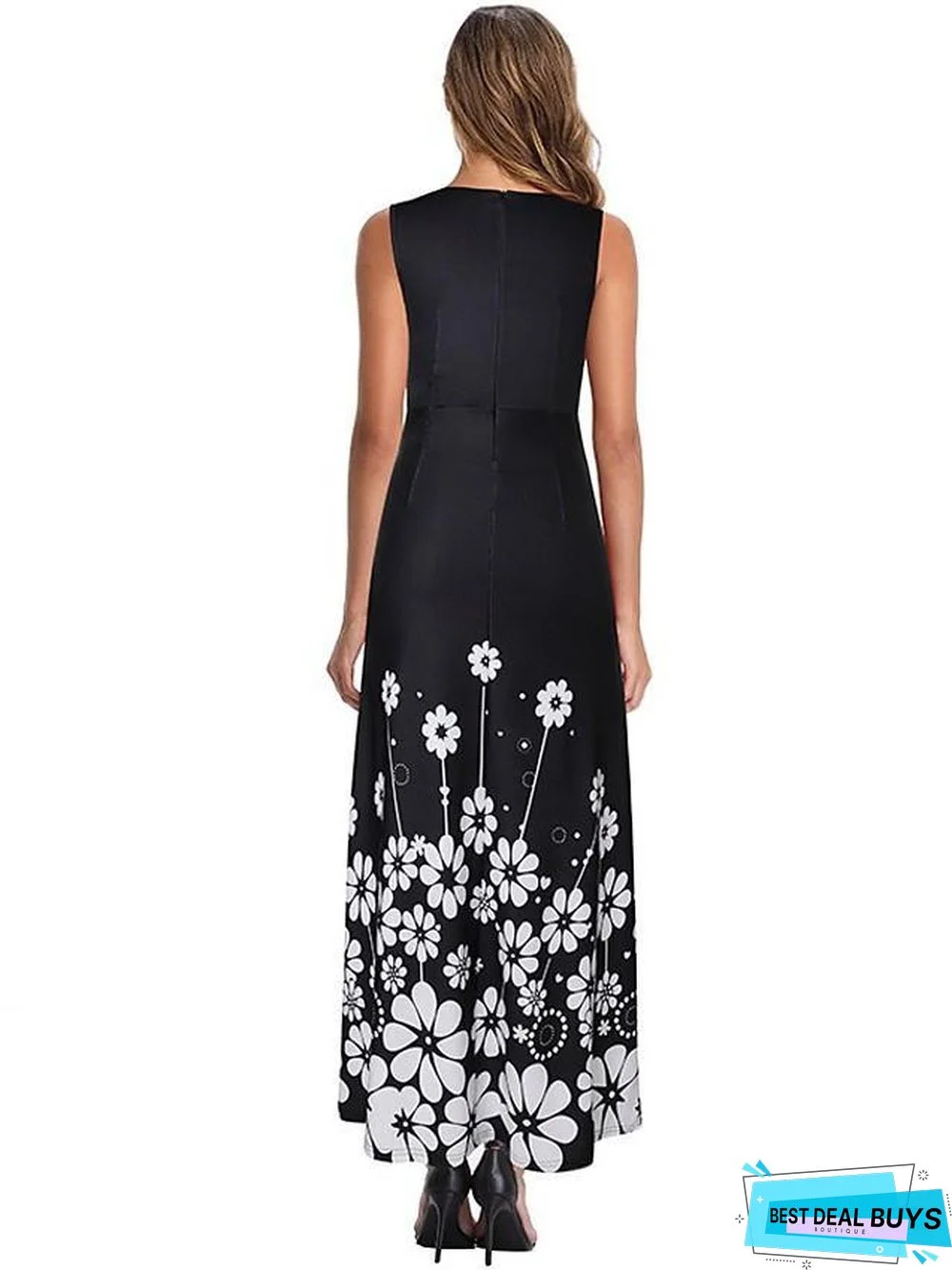 Women's A-Line Dress Maxi Long Dress Sleeveless Print Summer Casual White Black Blue Purple Wine Green White Dresses
