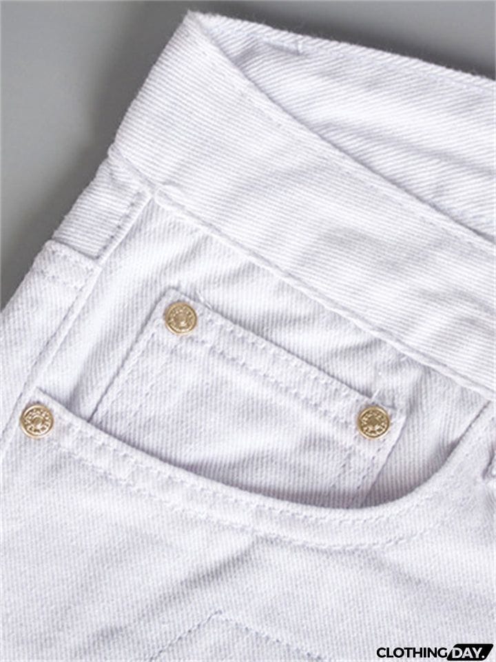 Punk Style Fashion Ripped Loose Women White Denim Jeans