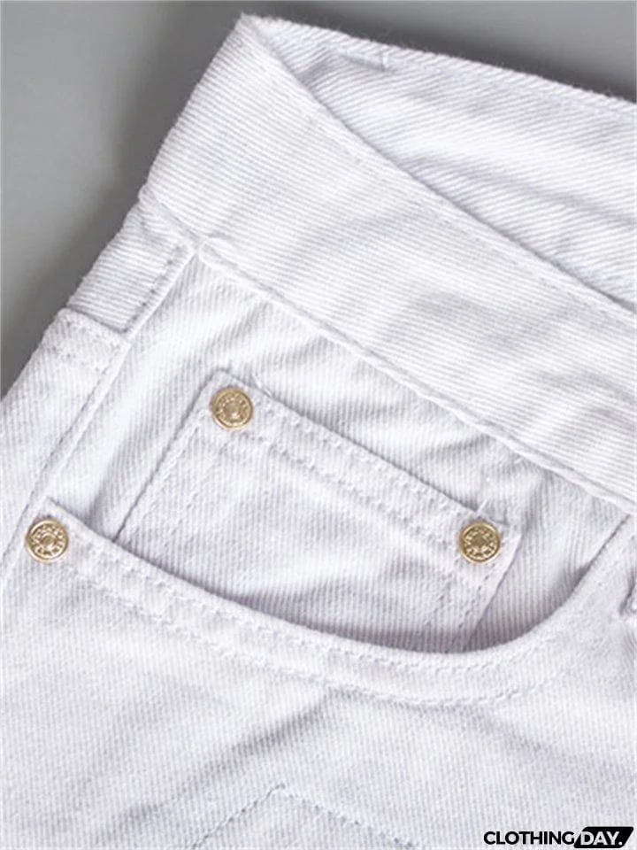 Punk Style Fashion Ripped Loose Women White Denim Jeans