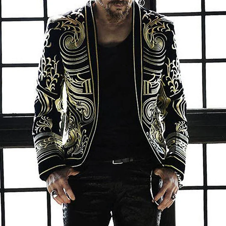 Men's Fashion Print Lapel Slim Jacket