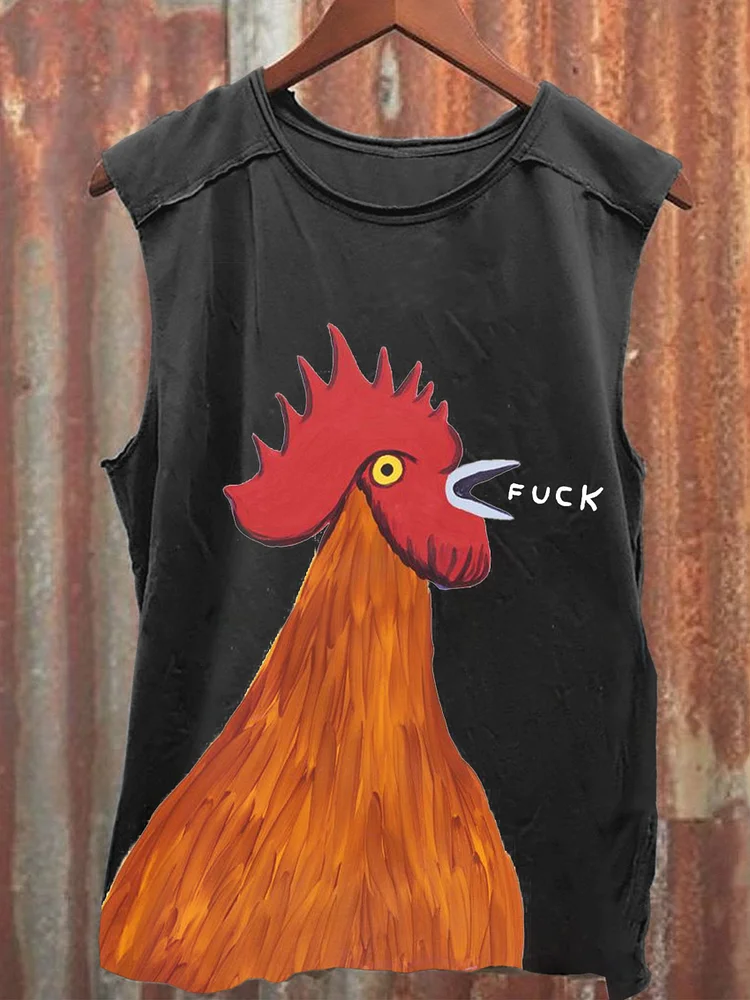 Chicken Print Casual Tank Top