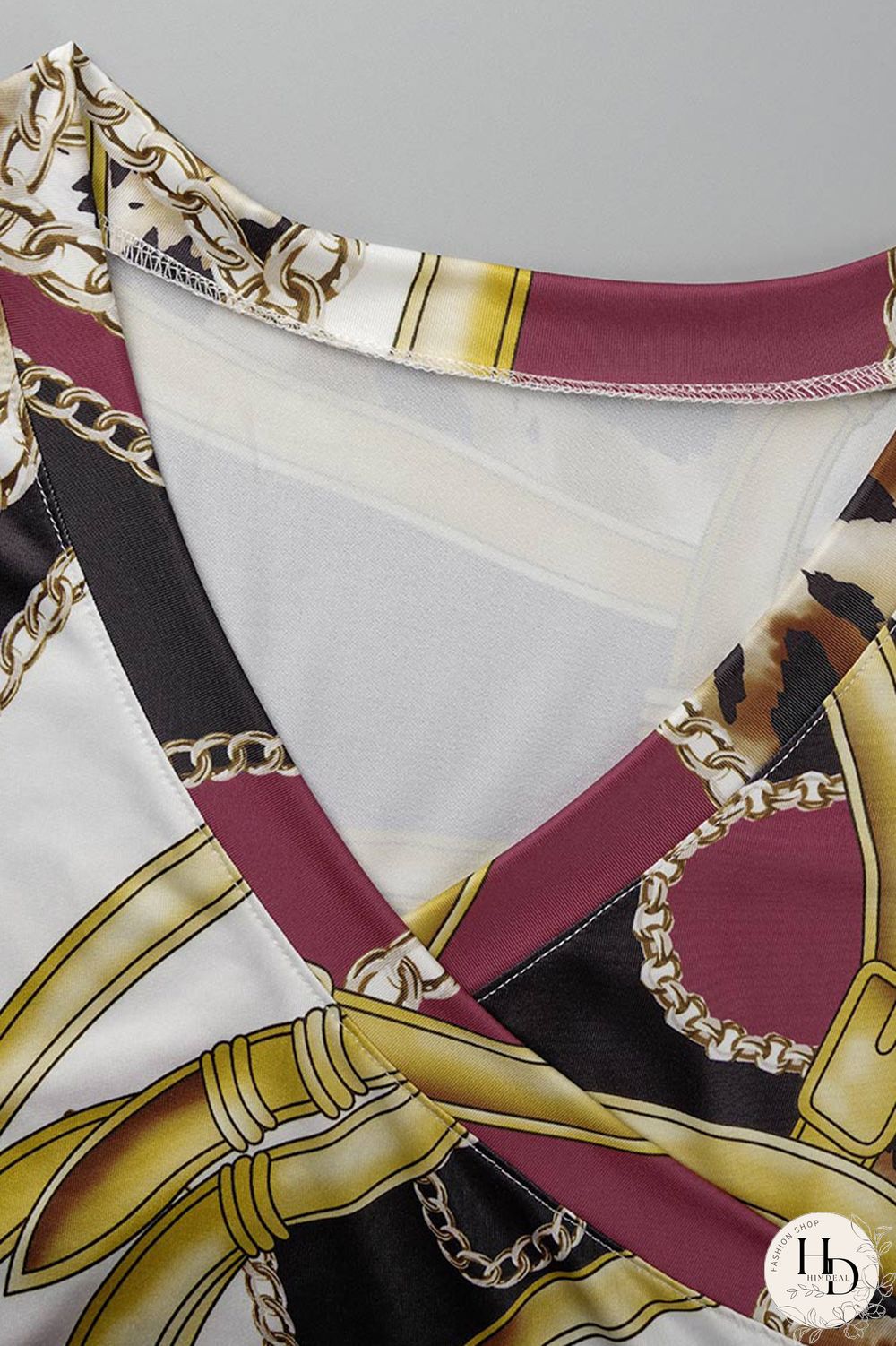 Multicolor Fashion Casual Print Bandage Patchwork V Neck Long Dress