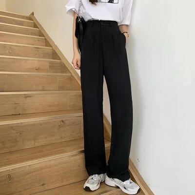Spring Long Pants For Women High Waist Capris Summer Fashion Elegant Casual Office Lady Straight Trousers