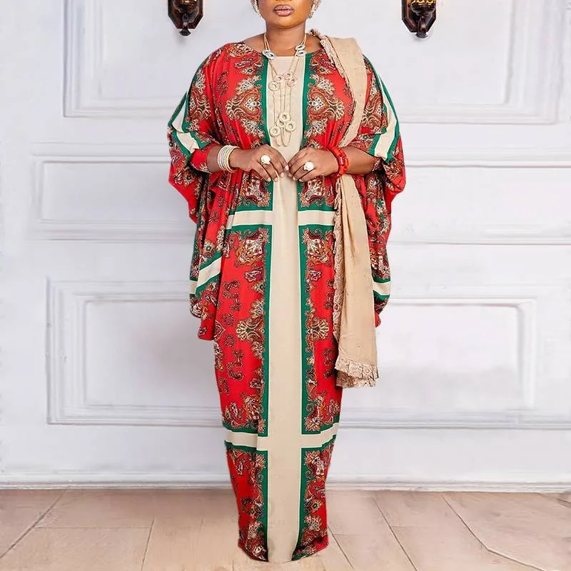 Women Bohemian Maxi Long Dress Elegant Party Maxi Dress 2022 VONDA Summer Long Sleeve Vintage Printed Holiday Vestidos Femme 4#