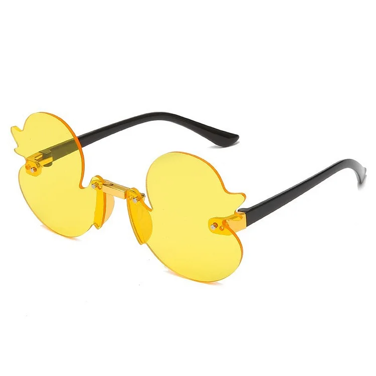 Traceeye Fashion Children's Sunglass Cute Cartoon Duck Shape Sunshade Mirror Anti-ultraviolet Glasses Party Decorative Glasses for Child