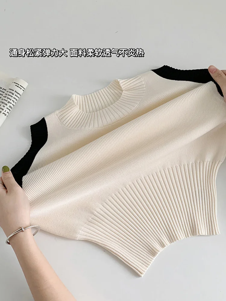 Churchf Women Vintage Old Money Knit Cute Core Rave Birthday Outfits 2 Piece Set Tank Top + Contrast Color Mini Pleated Skirt New-Outfit Ideas