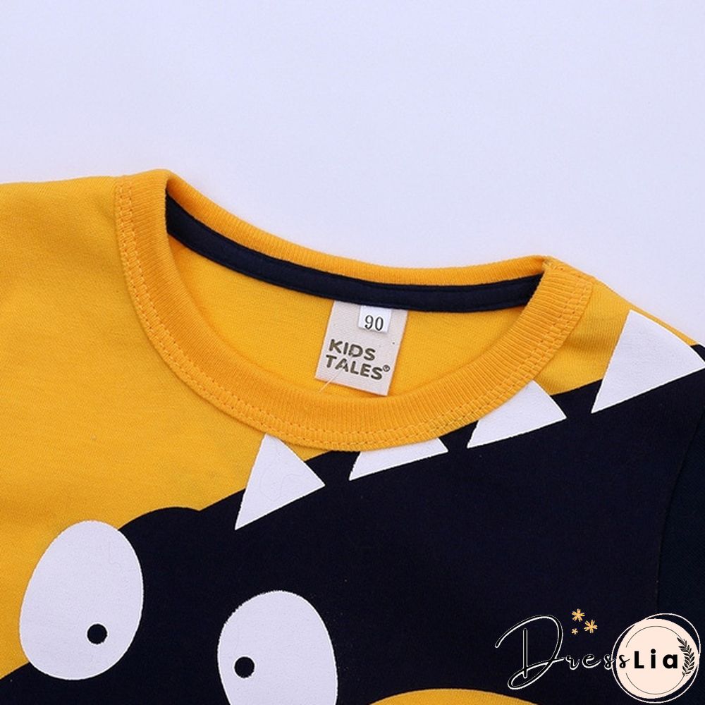 Cartoon Dinosaur Boys Long Sleeve T Shirt Children Kids Boys Spring Autumn Cotton Tops