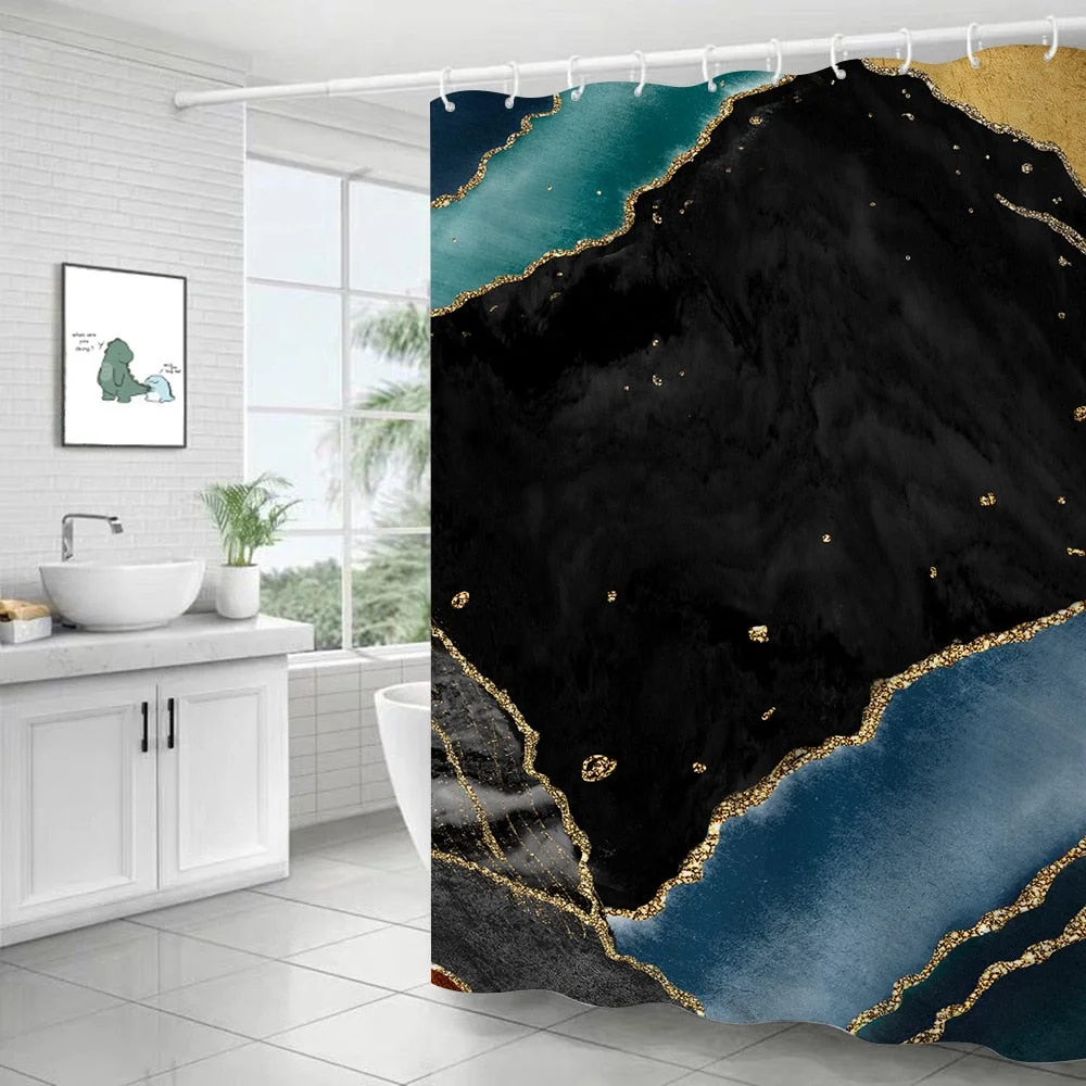 Modern Art Marble Shower Curtain Bathroom Toilet Decoration Thickened Waterproof and Mildew Proof Shower Curtain Bath Decor