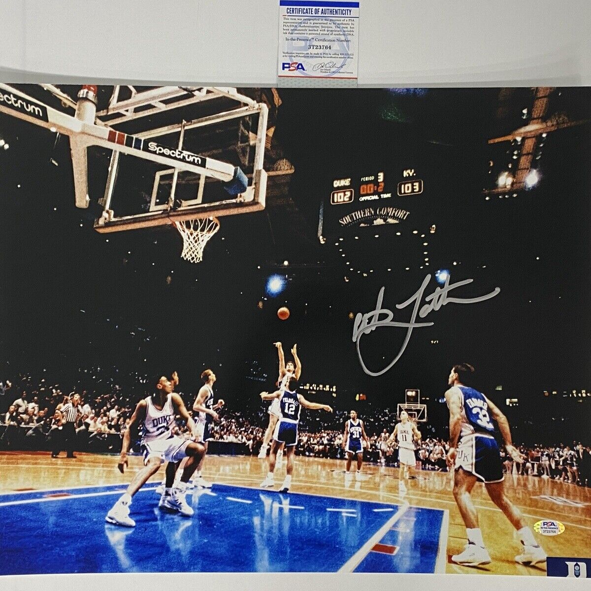 Autographed/Signed CHRISTIAN LAETTNER The Shot Duke 16x20 Photo Poster painting PSA/DNA COA