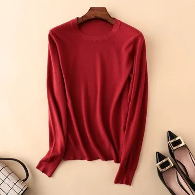 Women Sweater 2020 New O-neck Female Long-sleeved Knitted Pullover Jumper Pull Femme Clothes White Loose Thin Korean Plus Size