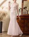 Elegant Embroidered Mesh Evening Gown