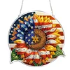 Diamond Painting Single-Sided Acrylic Sunflower and Flag Hanging Pendant Sun Catcher for Home Garden Wall Door