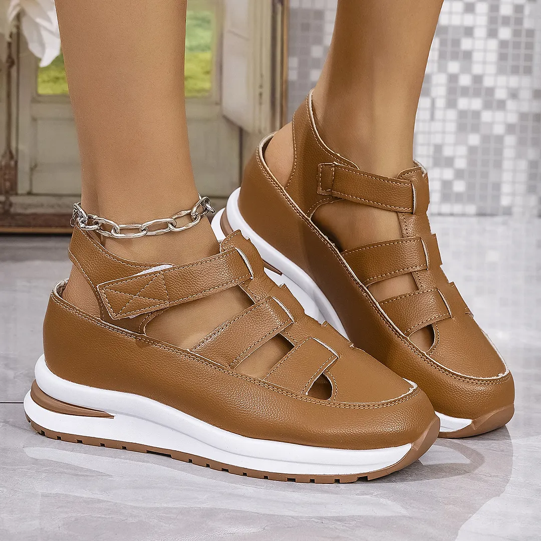 Breakj Breakj New Women's Thick Soles High Sandals Large-Size Hollow Round Head In High Sports Sandals