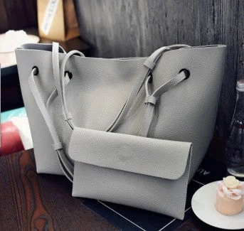Simple Plain Shopping Bag Handbag Two Pieces socialshop