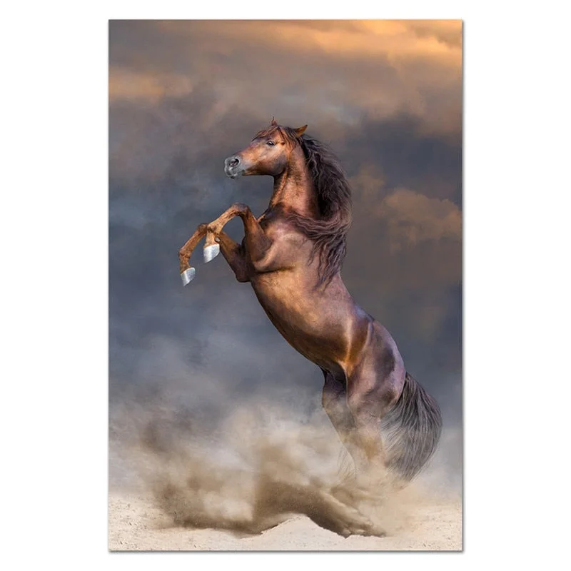Modern Animal Horse Canvas Horse Painting Poster and Print Cuadros Wall Art for Living Room Home Decor (No Frame)