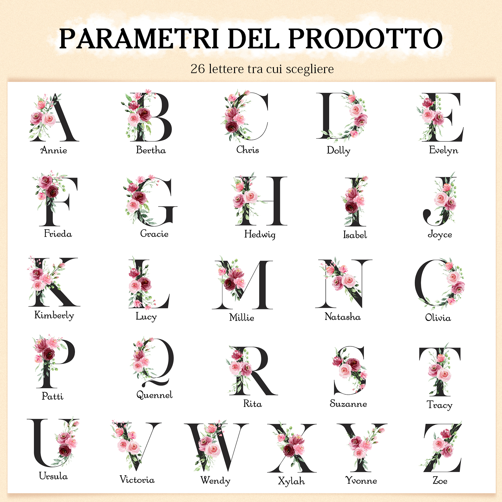 Portafoglio mano nella mano in PU pelle con 7 nomi & 1 testo & 1 lettera personalizzati per mamma