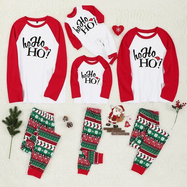 Family Matching Letter Print Christmas Pajamas Set