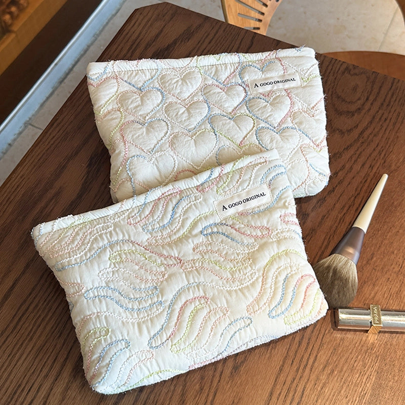 Elegant Streetwear Heart Shape Polyester Square Makeup Bags