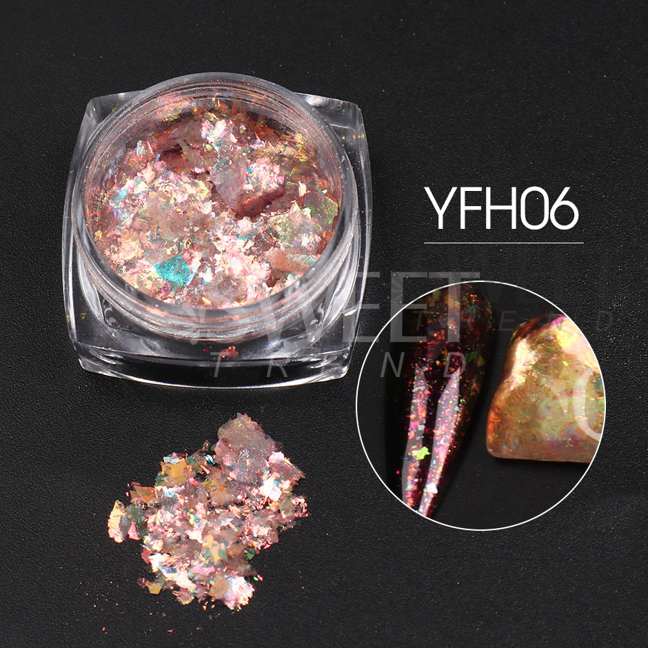 Needmkt 1 Box Aluminum Gold Silver Nail Foils Flakes Irregular Gold Leaf Sequins DIY Holographic Chrome Paper Accessory Supplies LY1858