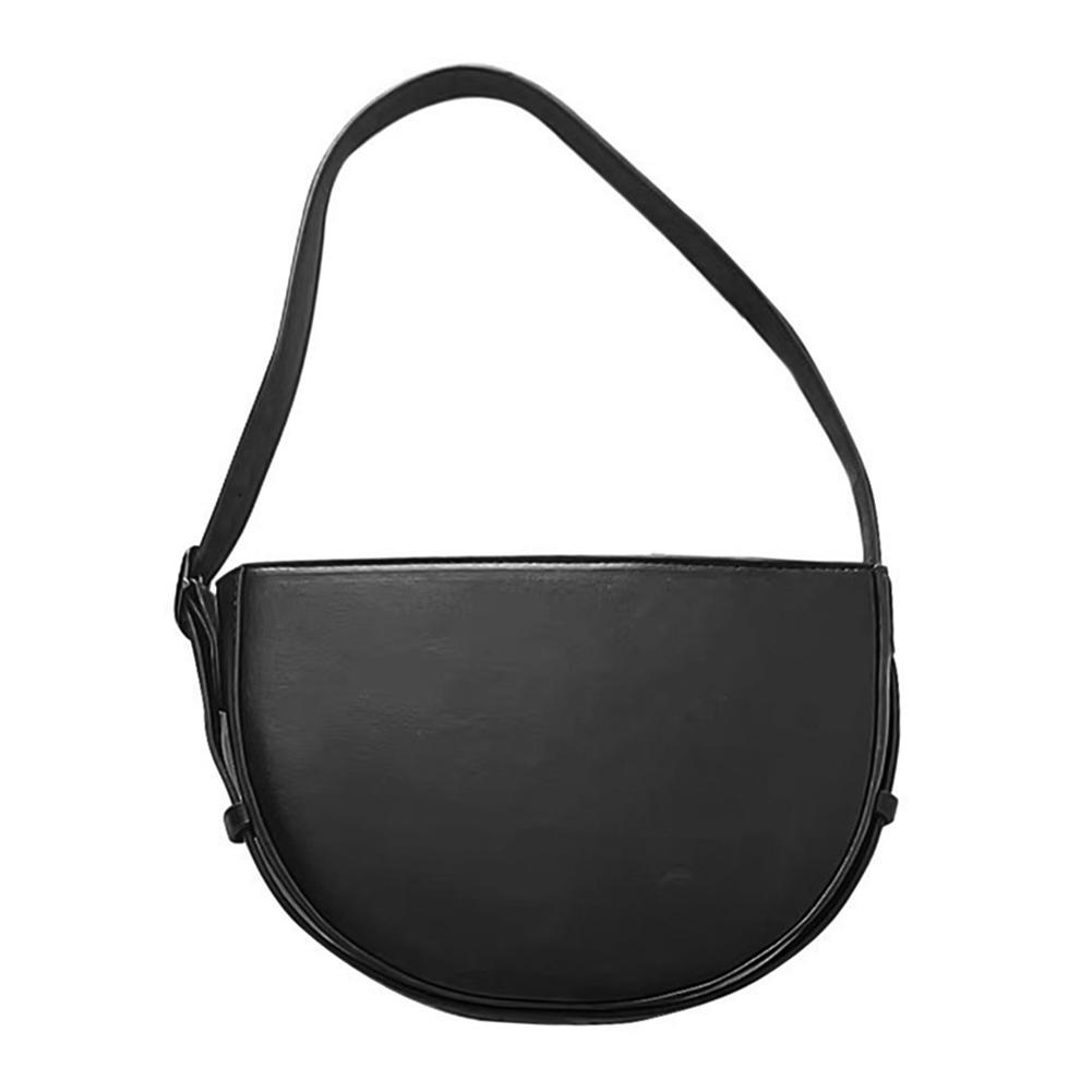 

Simple Curved Shoulder Messenger Bag Women PU Solid Saddle Handbags Purse, 501 Original