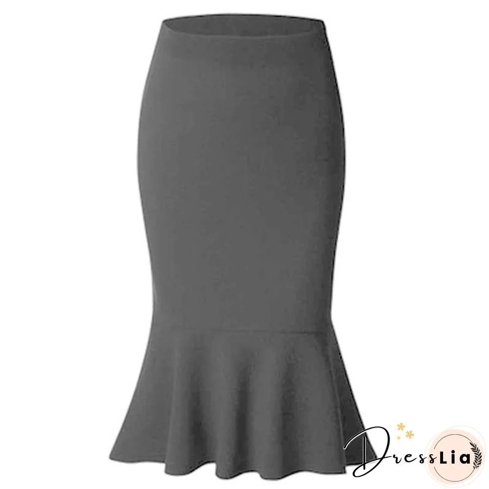 Summer Fishtail Skirt Lady High Waist Mermaid Skirt Solid Color Office Wear Skirts Women Fashion Plus Size Skirts