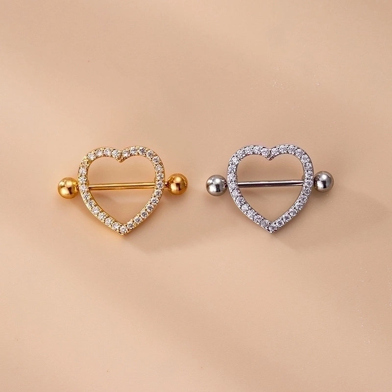 1 Piece Nipple Rings & Studs Fashion Heart Shape Wings 316L Stainless Steel  Copper Plating Zircon