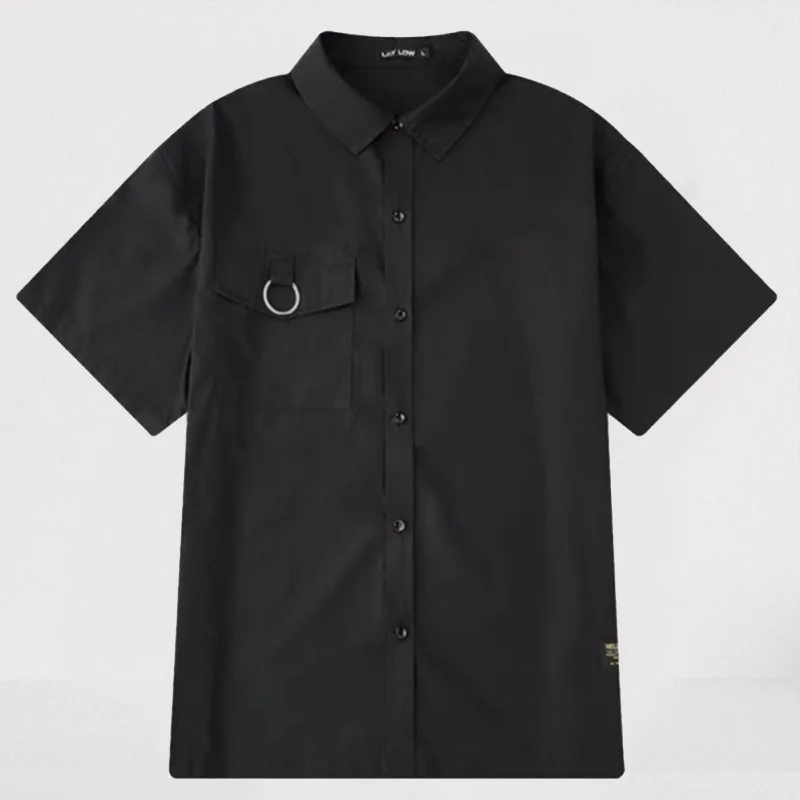 Casual Dark Short Sleeve Shirt Stand Collar(2.0) Techwear Shop