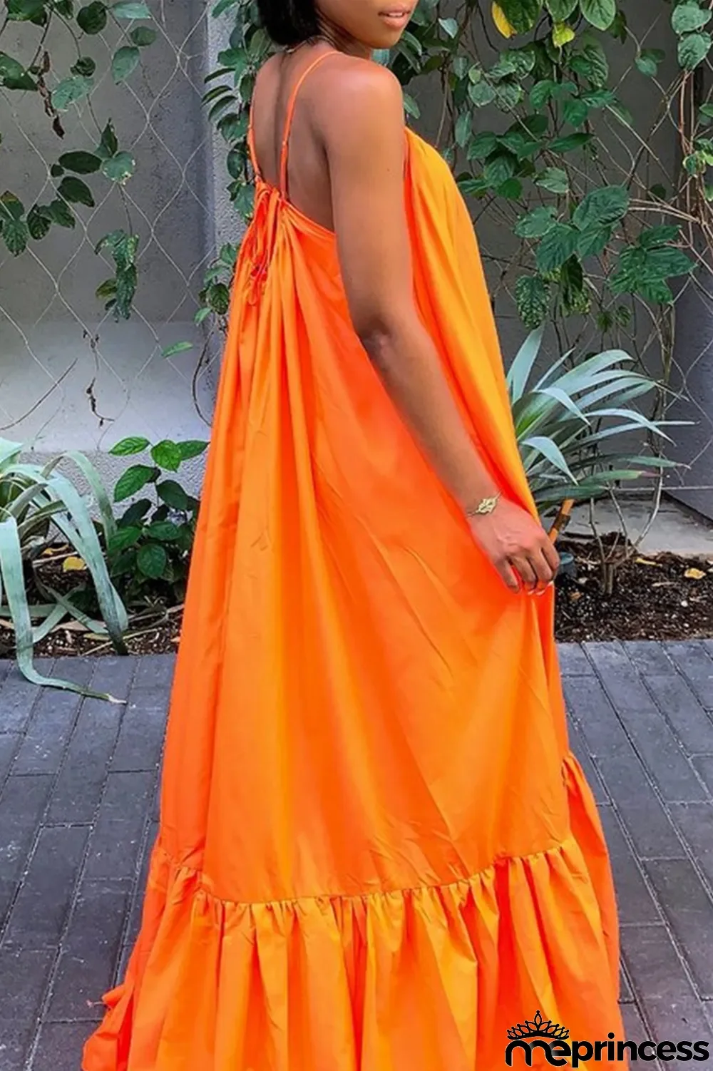 Light Purple Sexy Casual Solid Backless Spaghetti Strap Loose Sling Dress