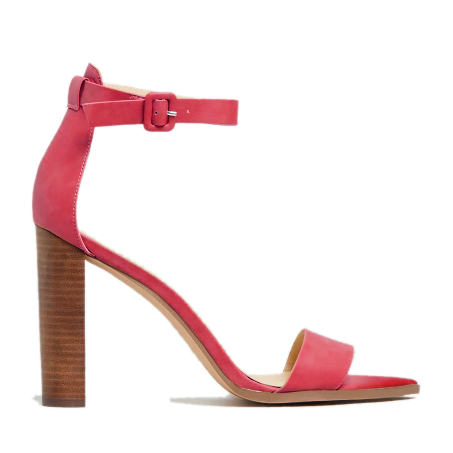 TAAFO Red Buckle Strap Women's Sandals High Chunky Heels Pointed Toe Office Dress Ladies Shoes Large Size 41 43