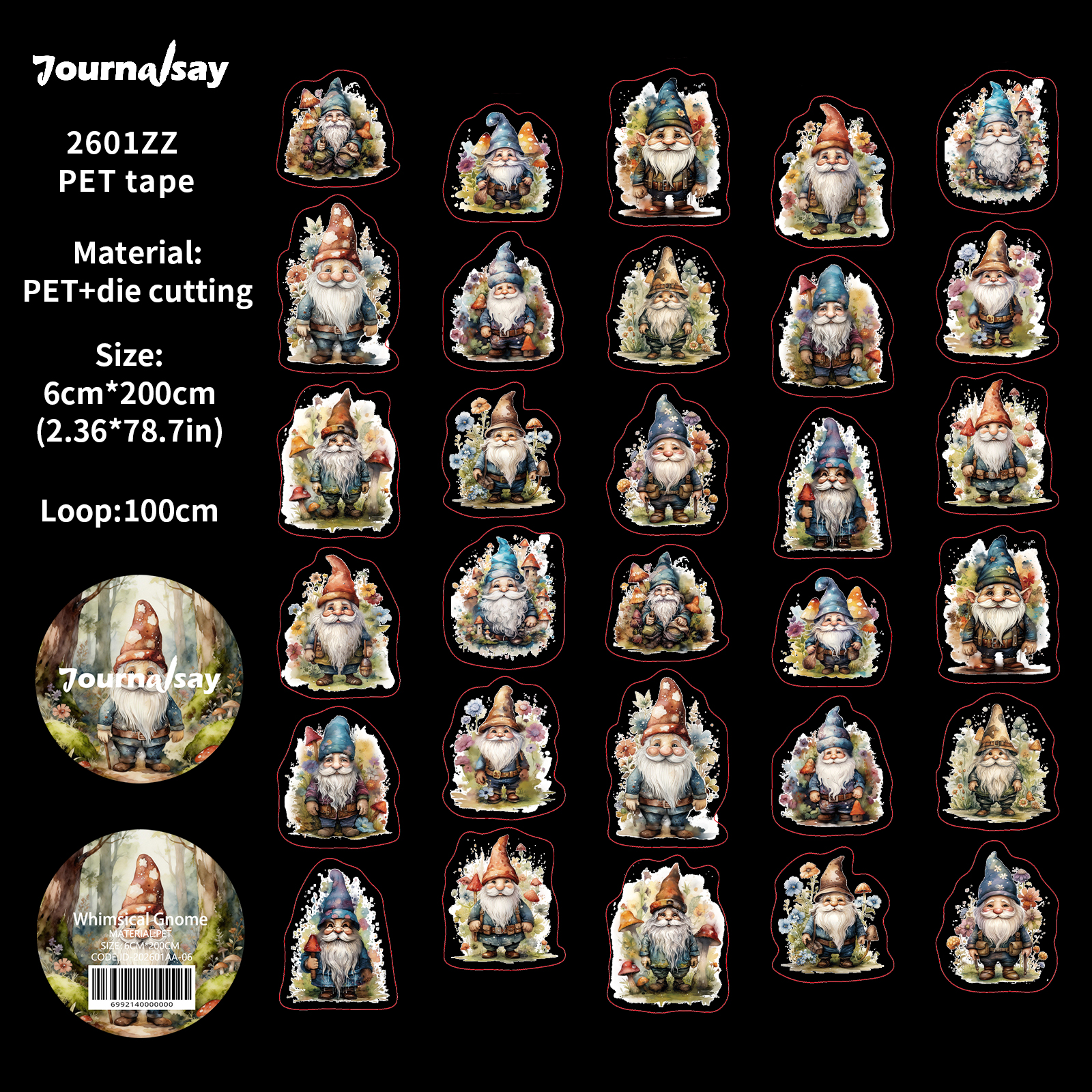 PET 테이프 - 60mm*200cm 빈티지 숲속 꽃 요정 캐릭터