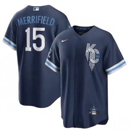 Men's Kansas City Royals #15 Whit Merrifield 2022 Navy City Connect Cool Base Stitched Jersey T5OJ